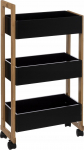 Vannitoa riiul ratastel 5five Simply Smart Bamboo, must v., 20 cm x 41 cm x 80 cm
