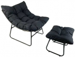 Tugitool koos jalatoega 4Living Da Nang, must v., 93 cm x 75 cm x 75 cm