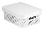 Kaanega hoiukarp, esemete hoidmiseks Curver Infinity Dots, 11 l, valge v., 36 x 27 x 14 cm