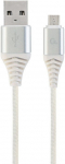 Juhe Gembird USB To Micro USB Premium Cotton Braided USB 2.0, Micro USB, 1 m, valge/h&otilde;be