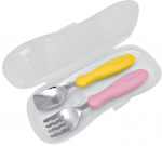 S&ouml;&ouml;giriistad Edison Mama Fork & Spoon KJ2833, 18 kuud, roostevaba teras/pol&uuml;prop&uuml;leen (pp), kollane v./roosa v.