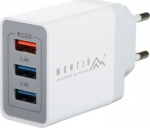 Telefoni laadija Montis MT009, 3 x USB, valge v., 30 W
