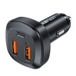 Auto laadija AceFast B9, 2 x USB/1 x USB-C, 6.57 cm, must v., 66 W