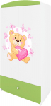 Laste riidekapp Kocot Kids Babydreams Teddybear Butterflies, valge v./roheline v., 90 cm x 52 cm x 175.5 cm