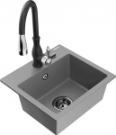 K&ouml;&ouml;givalamu koos kraaniga Mexen Milo, graniit, 43 cm x 41 cm x 17.1 cm, must/hall/kroom