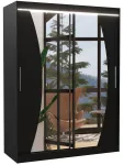 Riidekapp ADRK Modesto LED, must v., 58 cm x 150 cm x 200 cm, peegliga