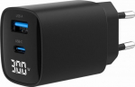Telefoni laadija Gembird Fast Charger 3.0, USB Type C/USB Type A, must v., 30 W