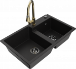 K&ouml;&ouml;givalamu koos kraaniga Mexen Tomas, graniit, 80 cm x 50 cm x 19 cm, kuldne/must