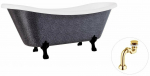 Vann, teisaldatav Besco Amelia Glam, 190 cm x 77 cm x 69 cm, ovaalne, kuldne/must