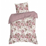 Voodipesukomplekt Peony PTB-42, valge v./roosa v., 70 x 80 cm, 140 x 200 cm, 2 os.