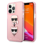 Telefoni &uuml;mbris Karl Lagerfeld Glitter Karl`s & Choupette for iPhone 13 Pro / 13, Apple iPhone 13 Pro/Apple iPhone 13, roosa