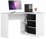 Nurga kirjutuslaud Akord B16 Right, 124 cm x 85 cm, 77 cm, valge v./must v.