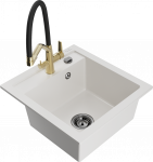 K&ouml;&ouml;givalamu koos kraaniga Mexen Vito, graniit, 52 cm x 49 cm x 21 cm, kuldne/valge/grafiit