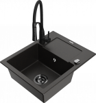 K&ouml;&ouml;givalamu koos kraaniga Mexen Enzo Aster, graniit, 57.6 cm x 46.5 cm x 17.4 cm, must