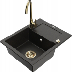 K&ouml;&ouml;givalamu koos kraaniga Mexen Enzo, graniit, 57.6 cm x 46.5 cm x 17.4 cm, metallic black/gold+gold