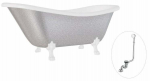 Vann, teisaldatav Besco Otylia Glam, 160 cm x 77 cm x 68.5 cm, ovaalne, valge/h&otilde;be