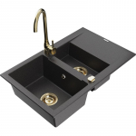 K&ouml;&ouml;givalamu koos kraaniga Mexen Gaspar, graniit, 73.7 cm x 47.5 cm x 17.7 cm, black granite+gold