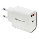 Adapter Qoltec Power Adapter 51714, USB Type C/USB Type A, 2.05 cm, valge v., 18 W