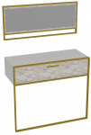 Konsoollaud Kalune Design Aynali, kuldne v./valge v., 90 cm x 38.5 cm x 76.8 cm