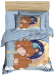 Laste voodipesukomplekt Mijolnir PH186, sinine v./pruun v., 100 x 150 cm