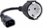 Adapter Qoltec IEC C14, Schuko, 0.15 m, must