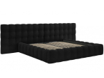 Voodi kahekohaline Micadoni Home Mamaia Velvet Double Headboard, 200 x 200 cm, must v., ilma madratsita, p&otilde;hjalippidega