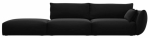 Diivan, vasakpoolne Cosmopolitan Design Matera Velvet Salvador 19, must v., 110 x 264 cm x 85 cm