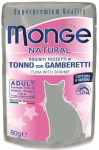 Kassi m&auml;rgtoit Monge Natural Tuna With Shrimps Adult, kalaliha, 0.08 kg