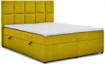 Voodi kahekohaline kontinentaalne Glossy Omega 68, 185 x 200 cm, kollane v., madratsiga, p&otilde;hjalippidega