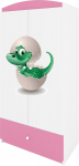 Laste riidekapp Kocot Kids Babydreams Baby Dino, valge v./roosa v., 90 cm x 52 cm x 175.5 cm