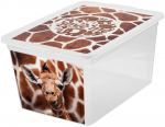 Kaanega hoiukarp, m&auml;nguasjade jaoks Branq X Box Deco, 15 l, l&auml;bipaistev/pruun, 38.5 x 28.5 x 20 cm