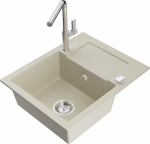 K&ouml;&ouml;givalamu koos kraaniga Mexen Enzo Flora, graniit, 57.6 cm x 46.5 cm x 17.4 cm, kroomi/beež