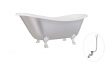 Vann, teisaldatav Besco Otylia Glam, 170 cm x 77 cm x 68.5 cm, ovaalne, valge/h&otilde;be