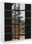 Riidekapp ADRK Nordic, valge v./must v., 58 cm x 150 cm x 200 cm, peegliga