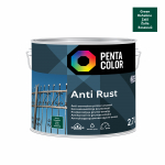 Emailv&auml;rv, korrosioonivastane metallkonstruktsioonidele Pentacolor Anti Rust, pooll&auml;ikiv, 2.7 l, roheline v.