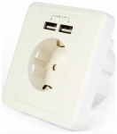 Pistikupesa EnerGenie EG-ACU2A2-01, maandusega, valge