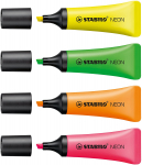 Tekstimarker Stabilo Neon, kollane v./roheline v./oranž v., 4 tk