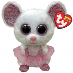 Pehme m&auml;nguasi TY Beanie Boo Nina, valge v./roosa v., 15 cm