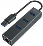 Adapter Savio USB - 3 x USB/RJ-45 AK-58 USB male, 3 x USB/RJ-45 female, hall v.