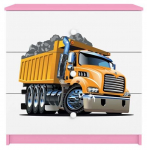 Laste kummut Kocot Kids Babydreams Truck, valge v./roosa v., 41 cm x 80 cm x 80.5 cm