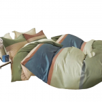 Voodipesukomplekt SBA-092, sinine v./pruun v./beež v., 70 x 80 cm, 160 x 200 cm