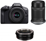 Peeglita kaamera Canon EOS R100/RF-S 18-45mm/RF-S 55-210mm + Adapter, must v.