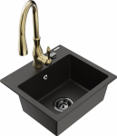 K&ouml;&ouml;givalamu koos kraaniga Mexen Milo, vaik/graniit, 43 cm x 41 cm x 17.1 cm, metallic black/gold+gold