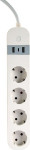 Pikendusjuhe Gembird, 1.5 m, 4 pesa, 2USB, valge v.