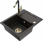 K&ouml;&ouml;givalamu koos kraaniga Mexen Enzo, graniit, 57.6 cm x 46.5 cm x 17.4 cm, metallic black/gold+black/gold