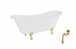 Vann, teisaldatav Besco Amelia, 190 cm x 77 cm x 69 cm, ovaalne, kuldne/valge