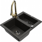 K&ouml;&ouml;givalamu koos kraaniga Mexen Carlos, graniit, 58.2 cm x 47.5 cm x 17.7 cm, metallic black/gold+gold