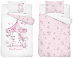 Laste voodipesukomplekt Sweet Dreams PPG-161, valge v./roosa v., 100 x 135 cm