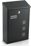Postkast HM-864, must v., 12 cm x 25.5 cm x 39.5 cm