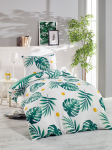 Voodipesukomplekt Mijolnir Monstera 162ELR9378, valge/roheline, 140 x 200 cm